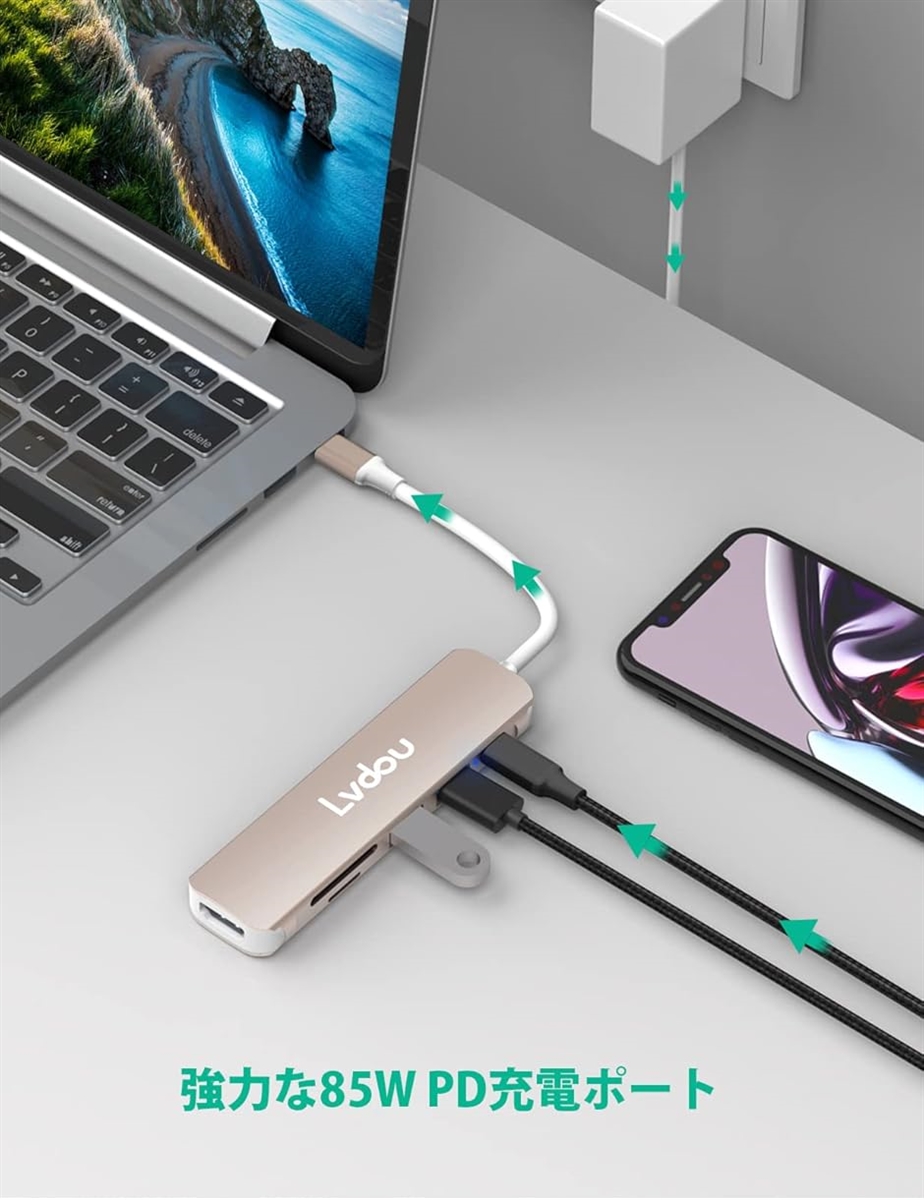 【互換品】USB C ハブ アダプタ 6-in...の詳細画像5