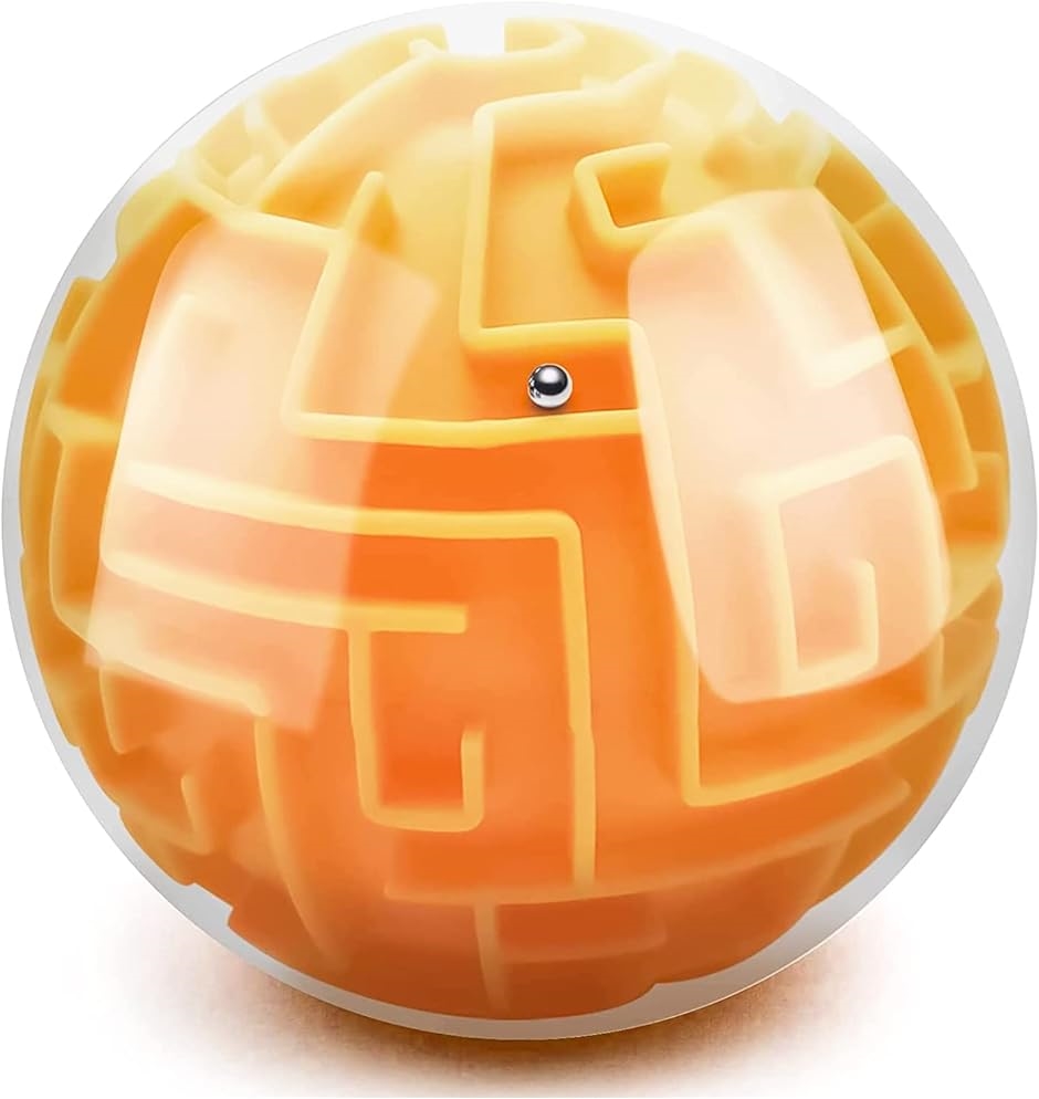 迷路おもちゃ ボール 立体迷路 立体パズル 3d 迷宮遊び オレンジ( 迷路)