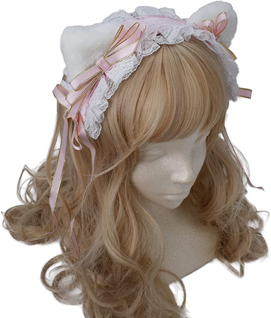猫耳カチューシャ ヘッドドレス ヘアバレッタ 可愛い 髪飾り コスプレ( ピンク)