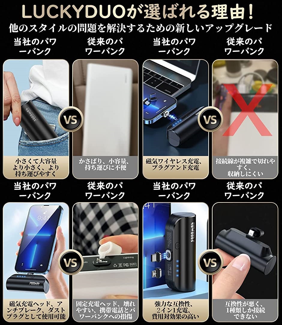 モバイルバッテリー 軽量 小型 5000mAh 大容量 急速充電 ポータブル