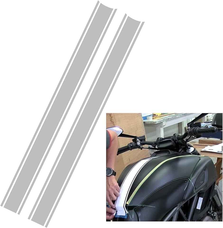 バイク ステッカー ストライプ タンク ボディ 反射 ライン オートバイ 4.5x50cm 2本セット( ホワイト)｜zebrand-shop