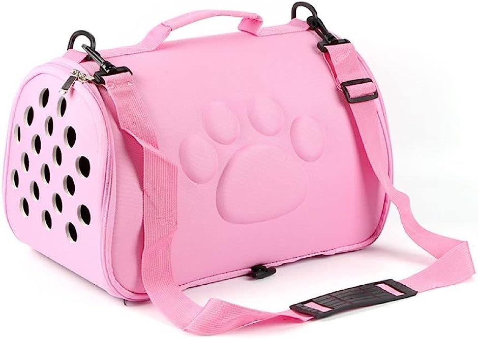 ペットキャリーバッグ ショルダーバッグ 携帯に便利 猫 犬 2WAY 折りたたみ式 コンパクトショルダーバッグ 肉球マーク MDM( ピンク)｜zebrand-shop