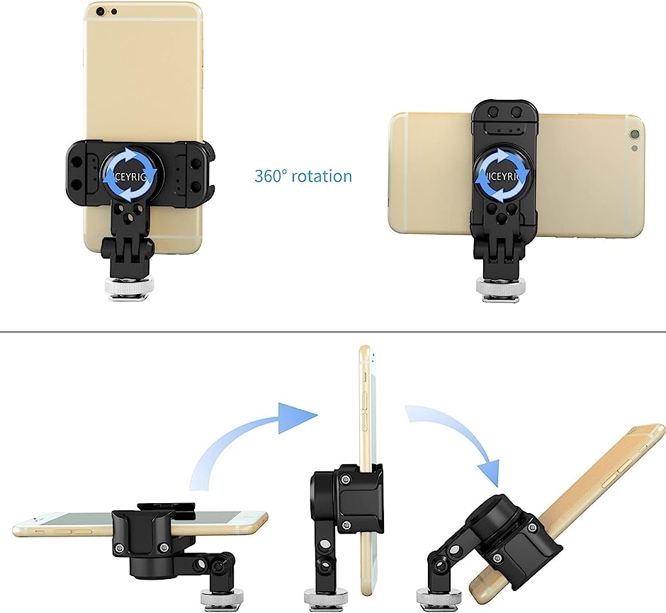 三脚マウント スマート 携帯電話スタンド 三脚ホルダー ホットシュー スマホホルダー 角度調整 自撮り棒 MDM( コールドシュー型)｜zebrand-shop｜09