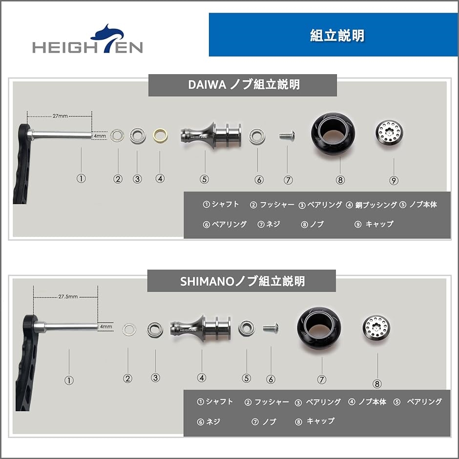 30mm リール ハンドル ノブ 4色 シマノ ダイワ 通用 Shimano Type