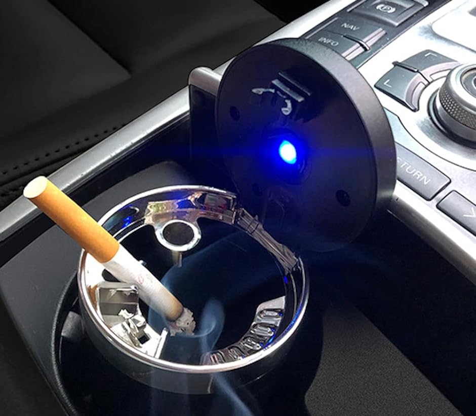 車用 灰皿 自動LED照明付き ワンプッシュ ドリンクホルダー型 TOKYO