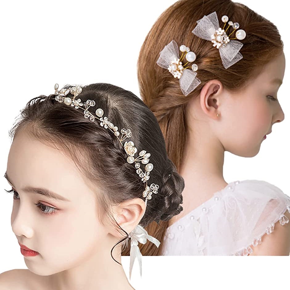 ヘッドドレス ヘアアクセサリー 2個 髪飾り リボン カチューシャ バレッタ( 3点セット)｜zebrand-shop