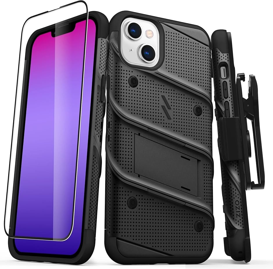 iPhone 14 Plus 6.7インチ ケース カバー 耐衝撃 衝撃吸収 (ブラック