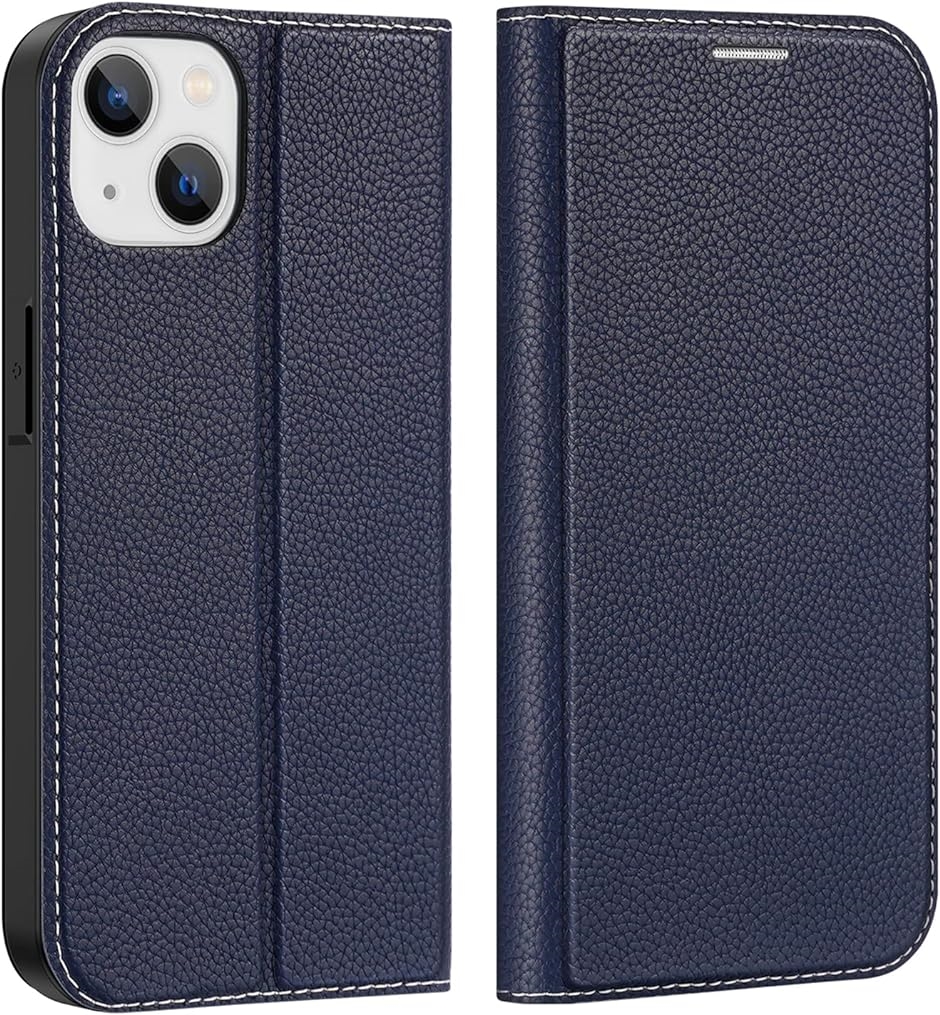 iPhoneケース PUレザー カード収納 スタンド機能 14 財布型 指紋防止 スマホケース / MDM( ブルー,  iPhone 14)｜zebrand-shop