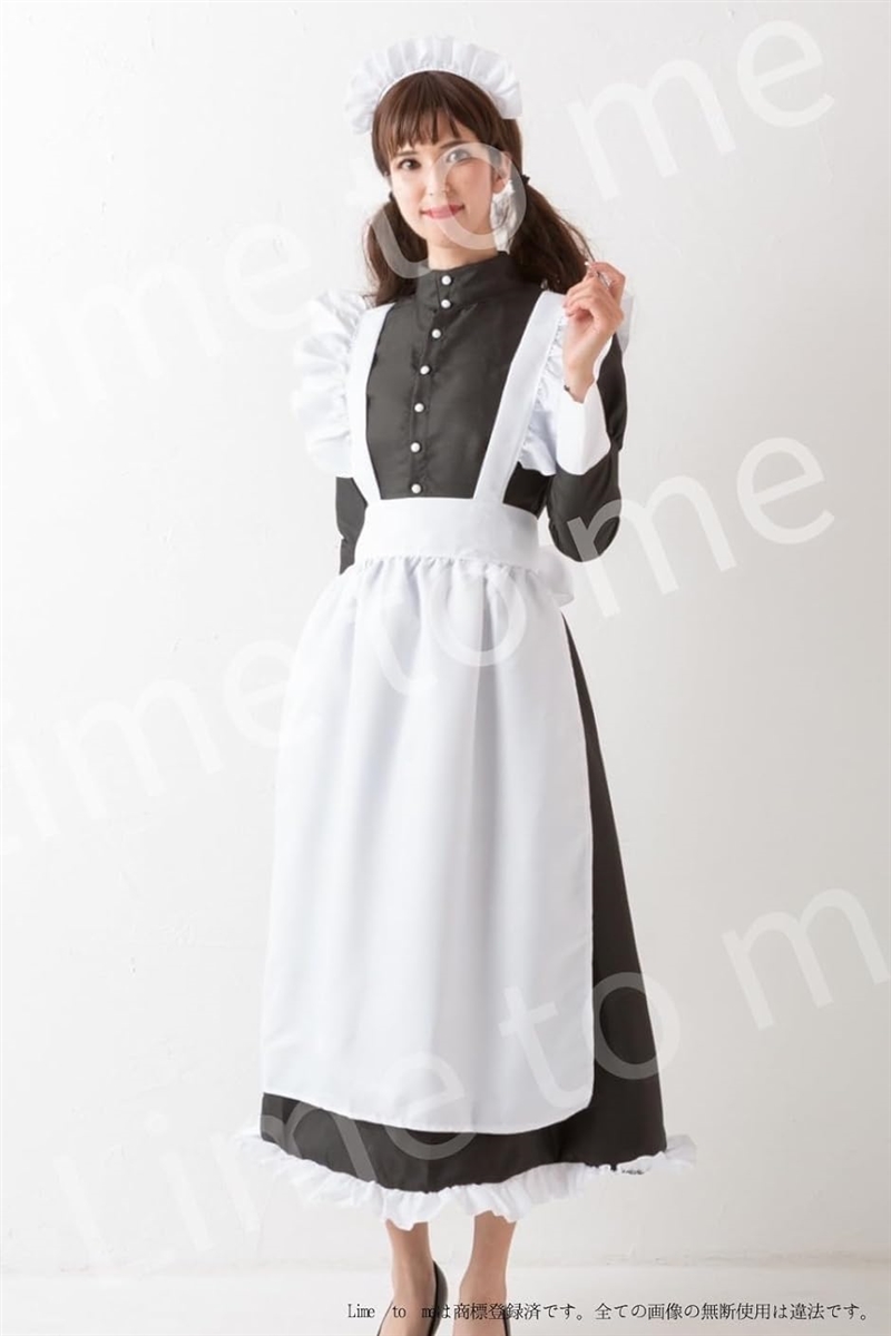 メイド服 コスプレ エプロン 英国風 上品 ロングスカート コスチューム( ブラック,  L)｜zebrand-shop｜08