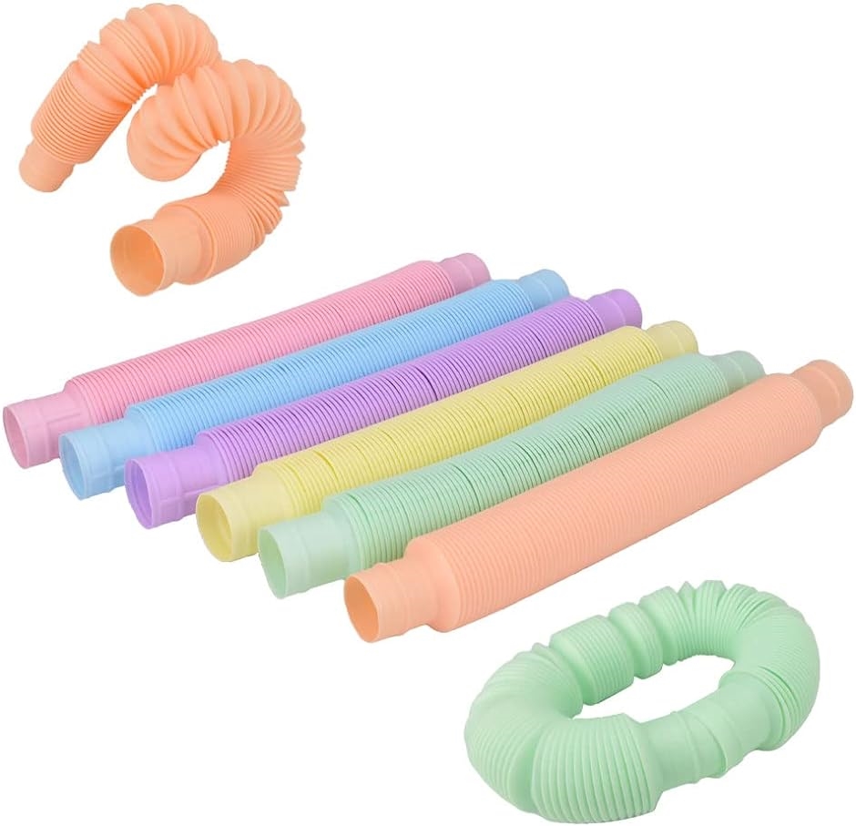 カラフルポップチューブ おもちゃ パイプ ストレス発散 曲げて遊ぶ 6本セット( 23cm)