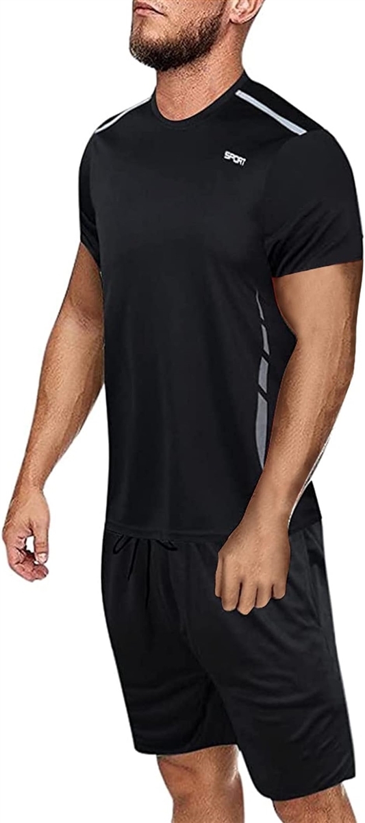 トレーニングウェア メンズ 上下 セット スポーツウェア 半袖シャツ ハーフパンツ 吸汗速乾 ジム オオキイ( ブラック, M) 通販 