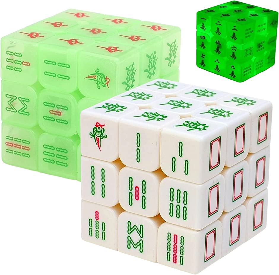 麻雀牌型 キューブパズル マージャン 立体パズル( 白・夜光緑)｜zebrand-shop