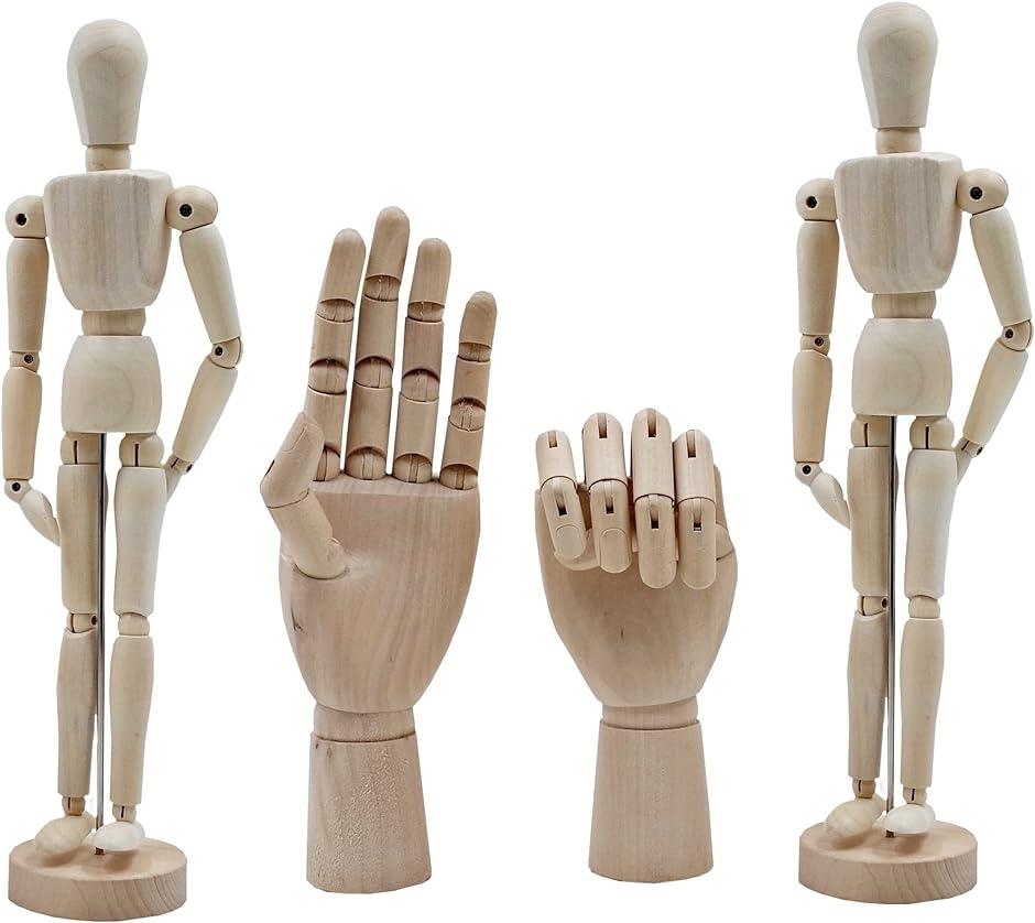 デッサン ドール 木製 ハンドモデル ウッド 人形 手 関節 可動(人形