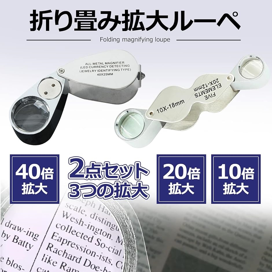 ルーペ LED ライト付き 拡大鏡 携帯用 ケース付き MDM( 10/20/40倍)｜zebrand-shop｜02