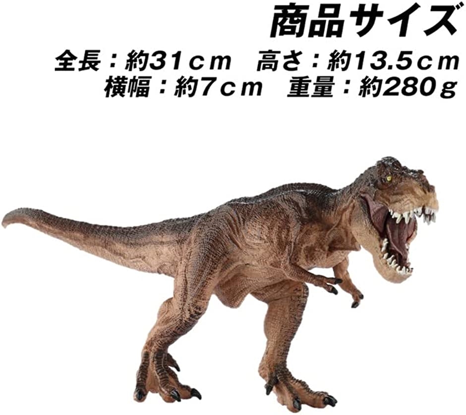 30cm級 恐竜 ティラノサウルス フィギュア 両足自立 PVC 口開閉 MDM( ブラウン)｜zebrand-shop｜06