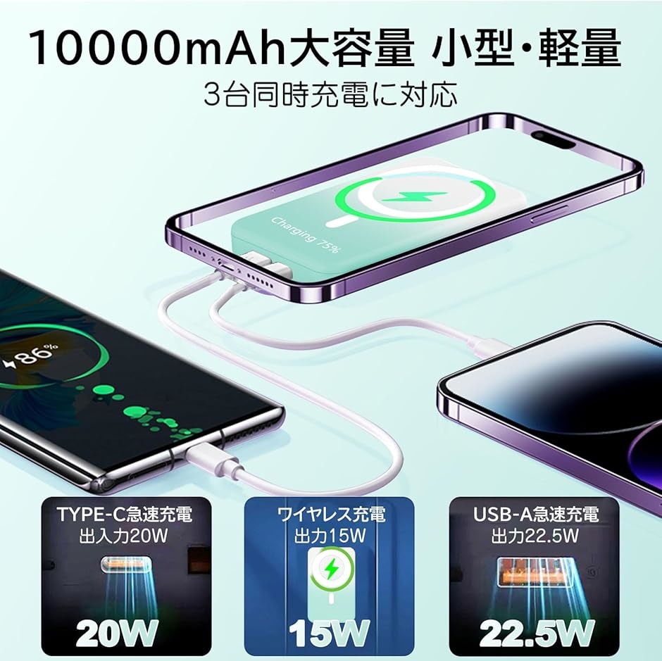 【15W急速充電】 MagSafe対応 モバイル バッテリー マグネット式 楽天市場】モバイルバッテリー 充電器 MagSafe ワイヤレス 磁気