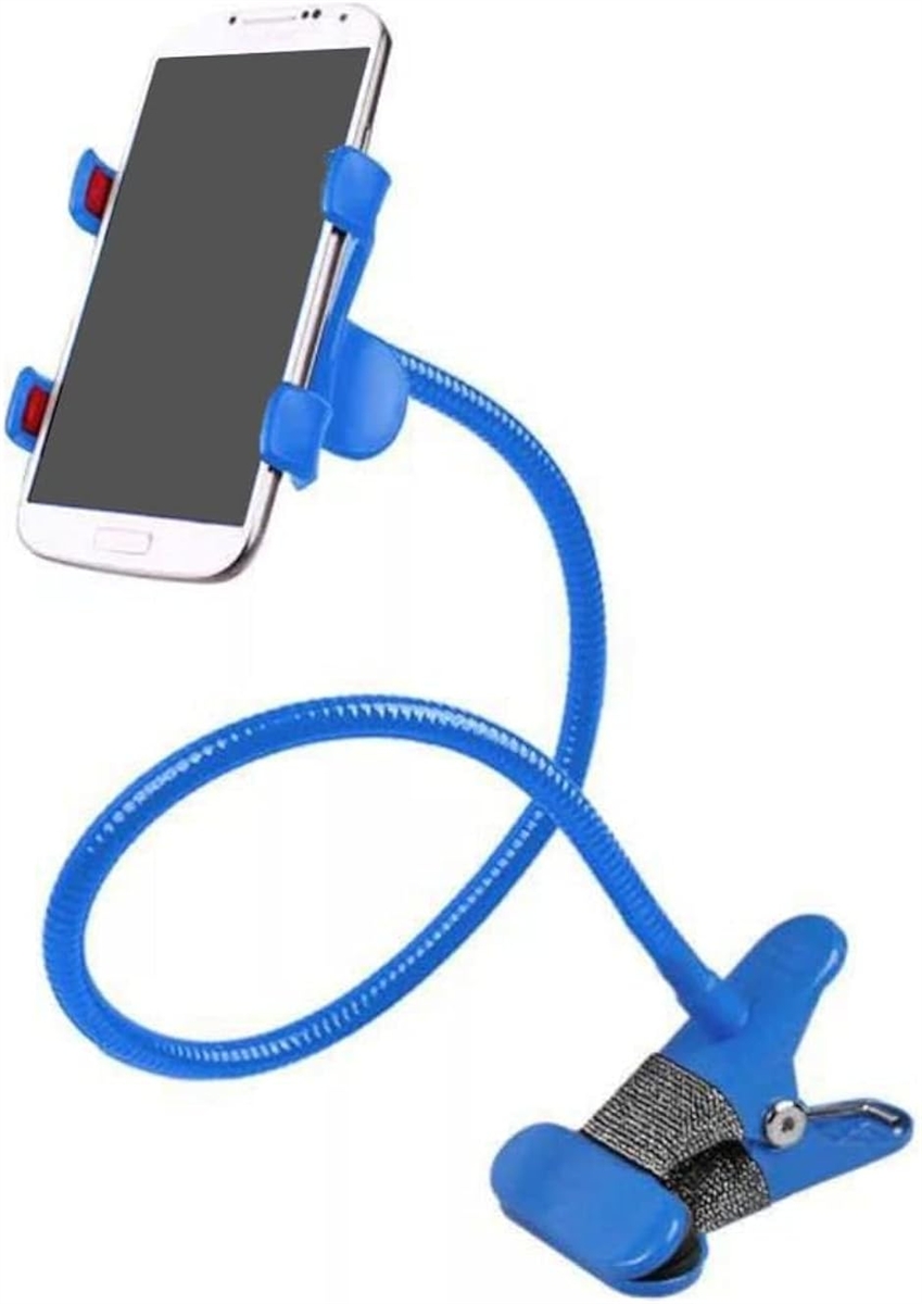 くねくねスマホスタンド クリップアーム 青 ハンズフリー 携帯電話 