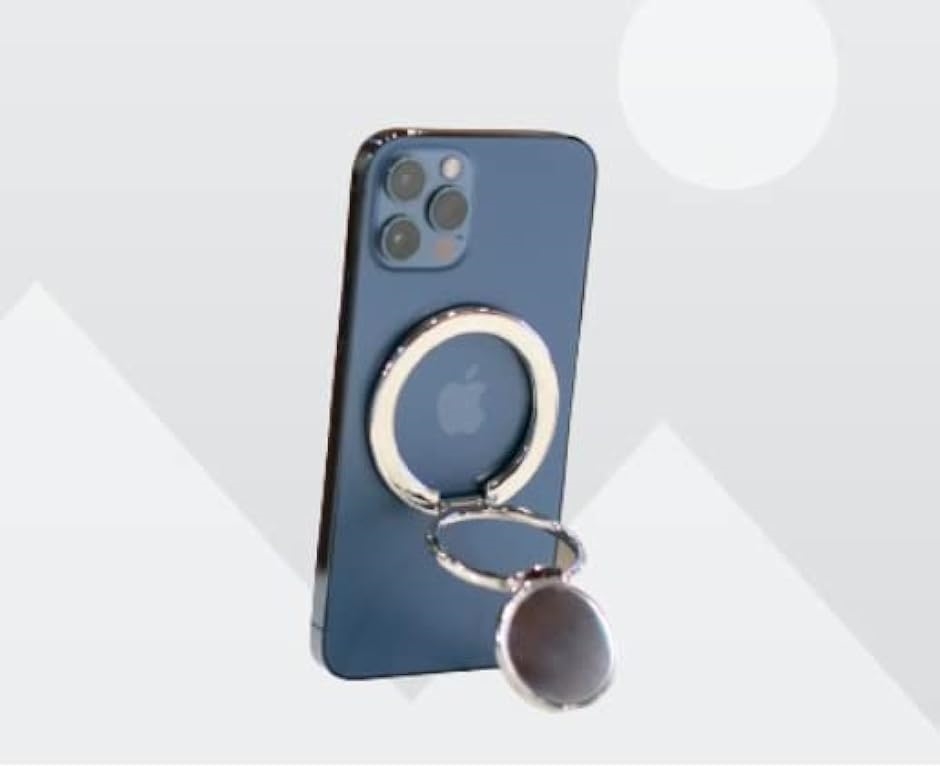 RING STAND リングスタンド スマホスタンド 磁石付き iPhone12以降 iPhone13 Android( シルバー)