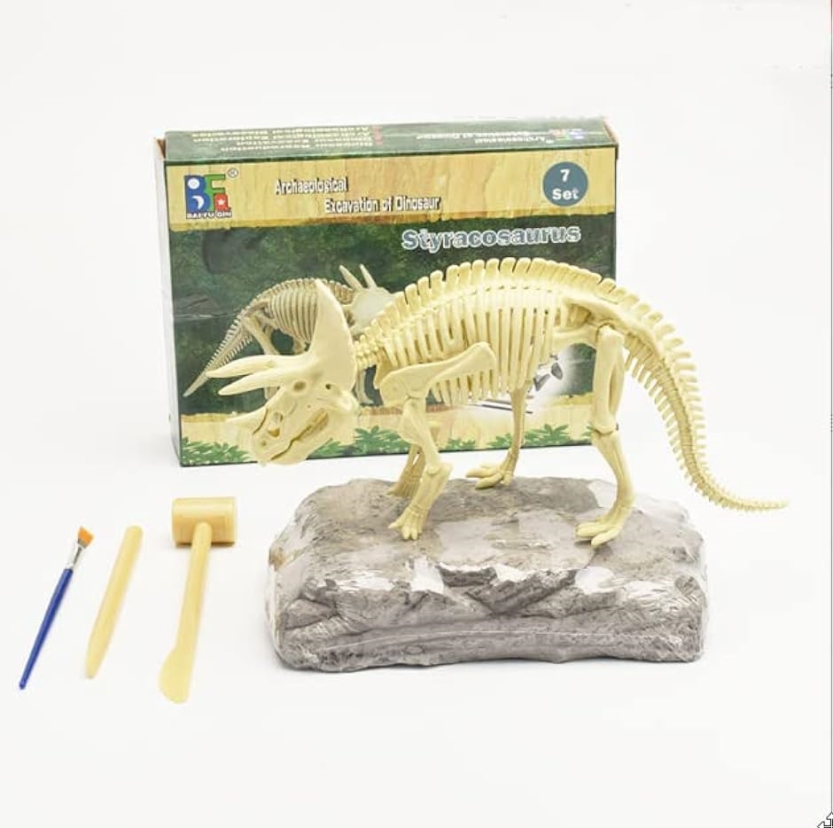 恐竜発掘キット 化石 おもちゃ 化石発掘キット 骨格組立 恐竜発掘セット 知育 子供用( トリケラトプス)｜zebrand-shop