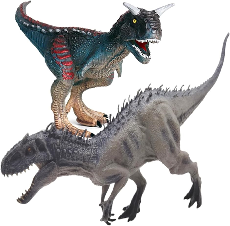 恐竜 フィギュア カルノタウルス インドミナスレックス おもちゃ 青カルノタ＋灰インドミナス