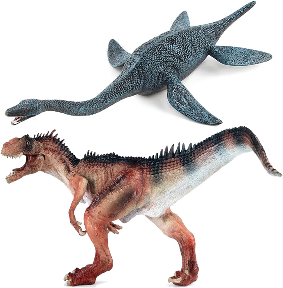 恐竜 フィギュア セット アロサウルス プレシオサウルス 海 おもちゃ 6+ 赤アロサウルス＋プレシオ
