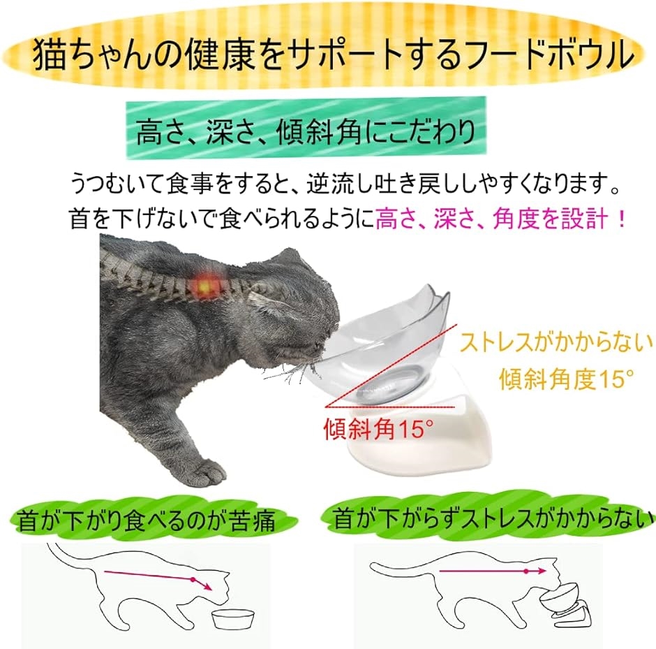 猫用 フードボウル 水飲み 食器斜め スタンド付き 皿｜zebrand-shop｜03