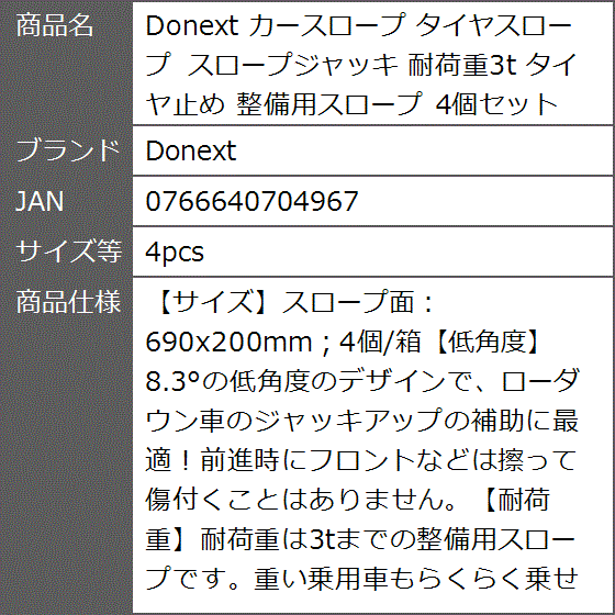 カースロープ タイヤスロープ スロープジャッキ 耐荷重3t タイヤ止め 整備用スロープ 4個セット( 4pcs-3T,  4pcs)｜zebrand-shop｜08