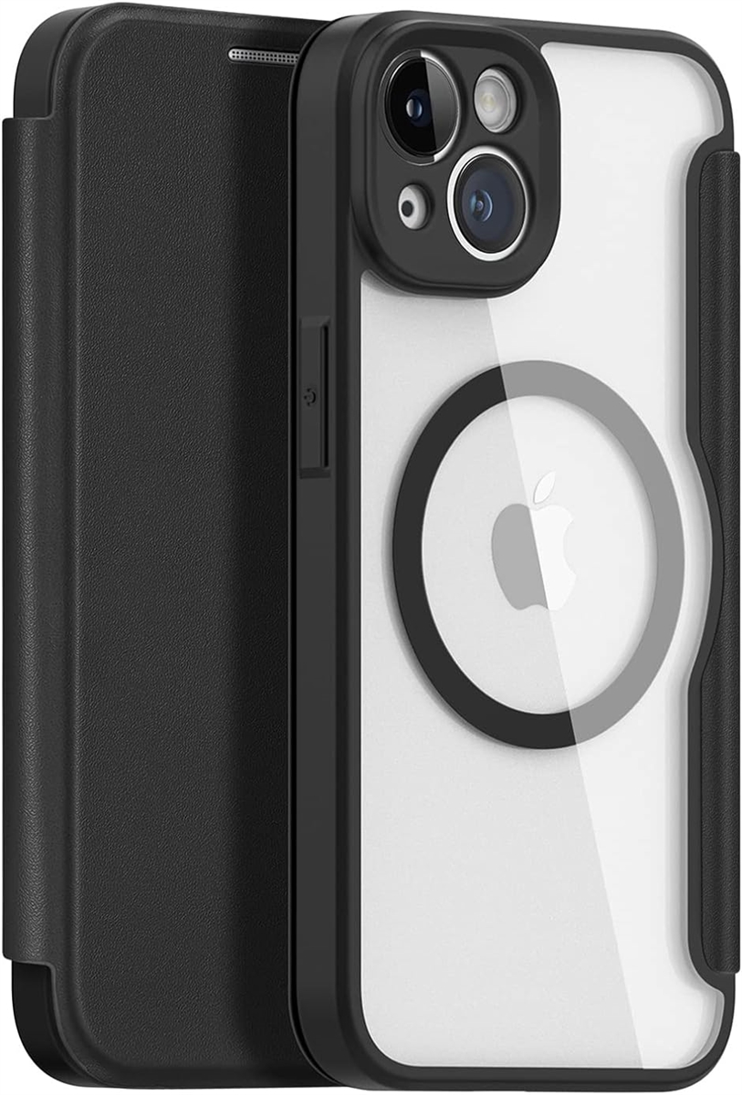 iPhoneケース 手帳型 ワイヤレス充電対応 薄型 軽量 背面クリア カード 入れ1枚 MDM( ブラック,  iPhone 13)｜zebrand-shop