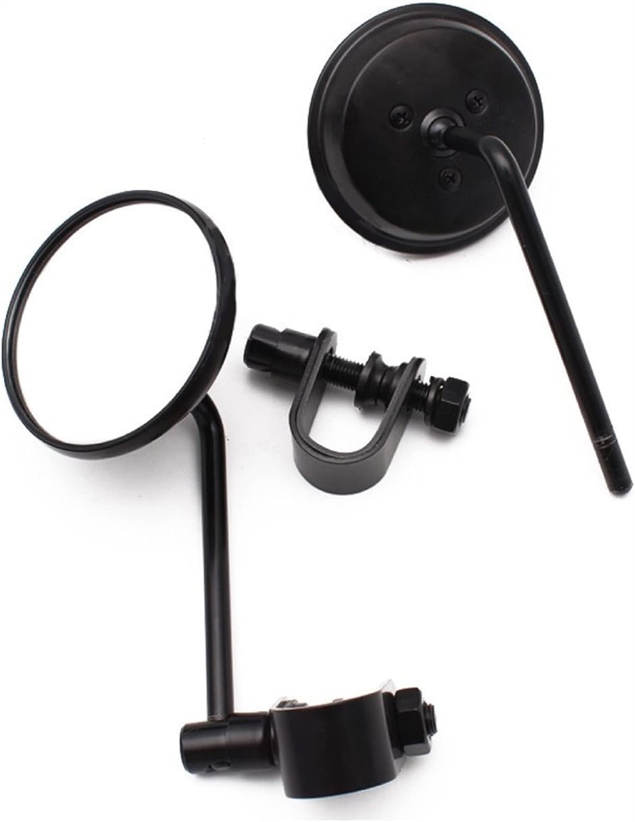 互換品】3インチ クランプ タイプ バイクミラー 左右セット 自在式