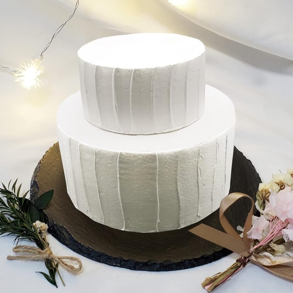 クレイケーキ 土台 2段 フェイクケーキ ダミーケーキ用ベース ハンドメイド (ミニ,  2段ストライプ)