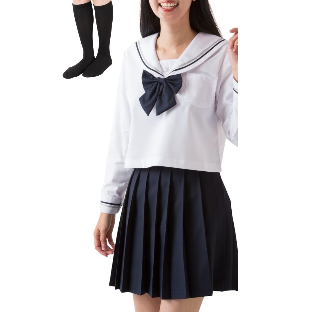 セーラー服 コスプレ ハイソックス付き コスチューム( 長袖,  XL)