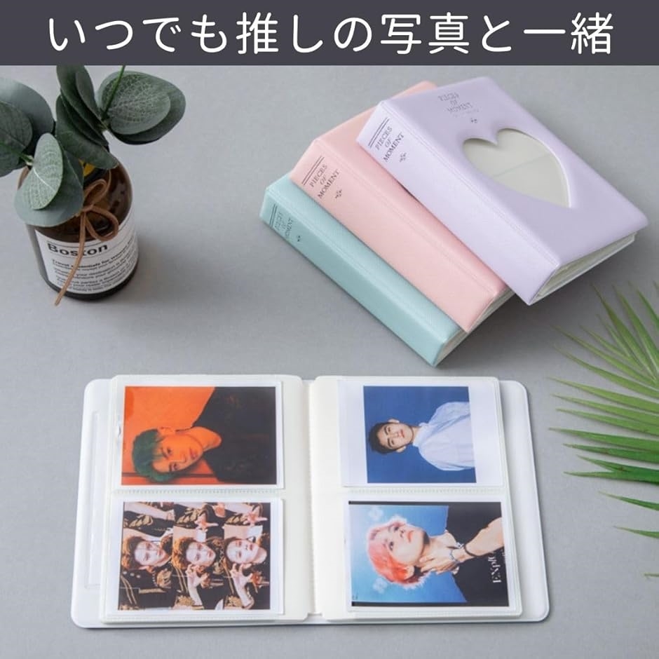 64枚 大容量 チェキ帳 可愛い 持ち運び フォトアルバム 横向き 推し活