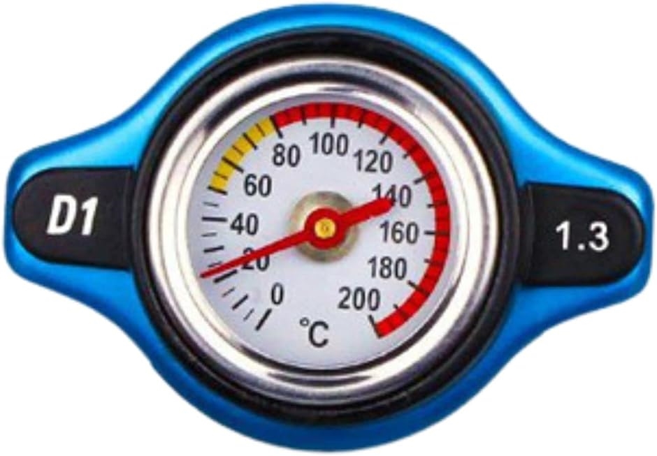 ラジエーター キャップ 水温計付き 温度計 車 カバー ゲージ 取付 汎用( blue,  1.3)