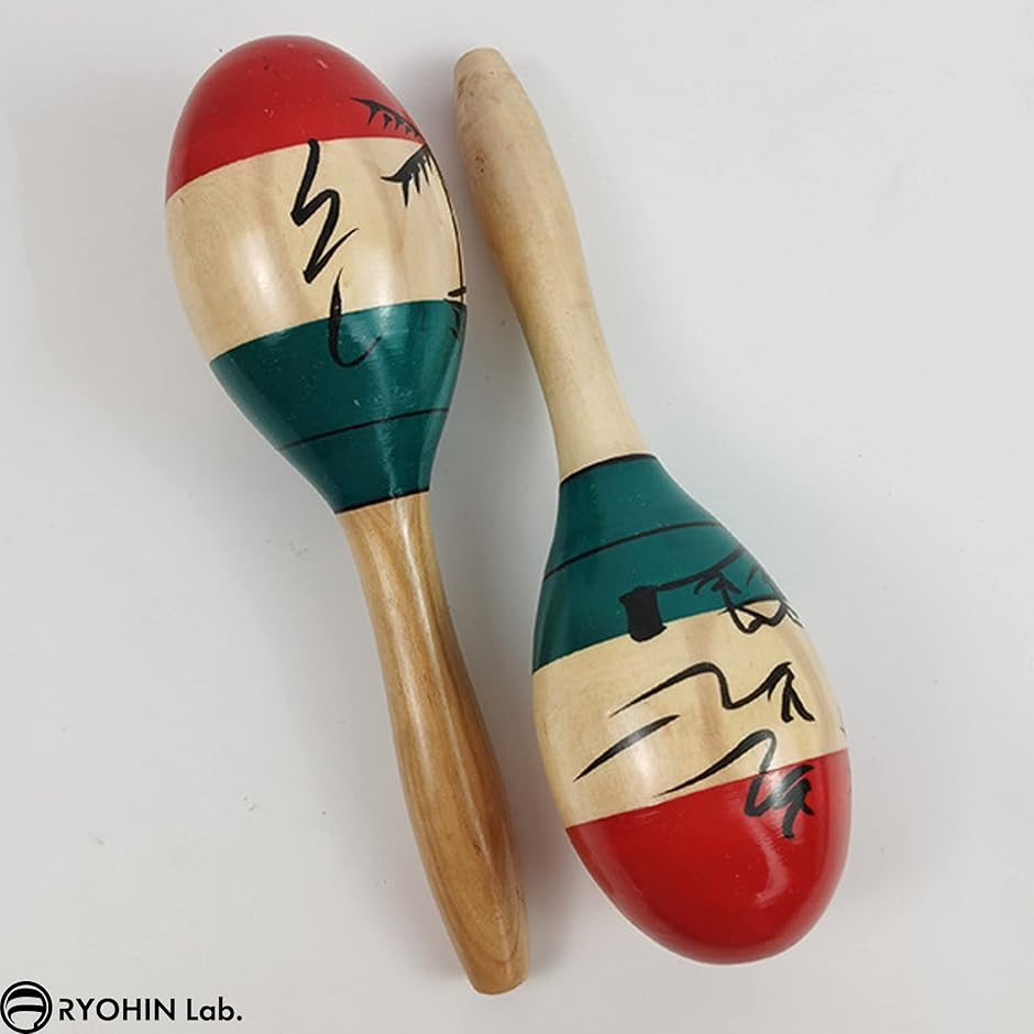 良品ラボ マラカス 緑 楽器 カラオケ かわいい Maracas 木製 2本組