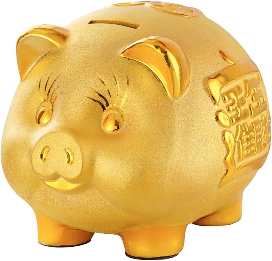 Yahoo! Yahoo!ショッピング(ヤフー ショッピング)良品ラボ 豚 貯金箱 金色 ゴールド 金運 アップ ラッキー アイテム 風水 インテリア 1個（ゴールド,  中）