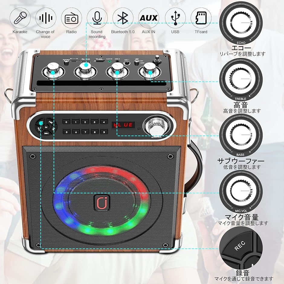 互換品】スピーカーセット 拡声器 ワイヤレスマイク2本