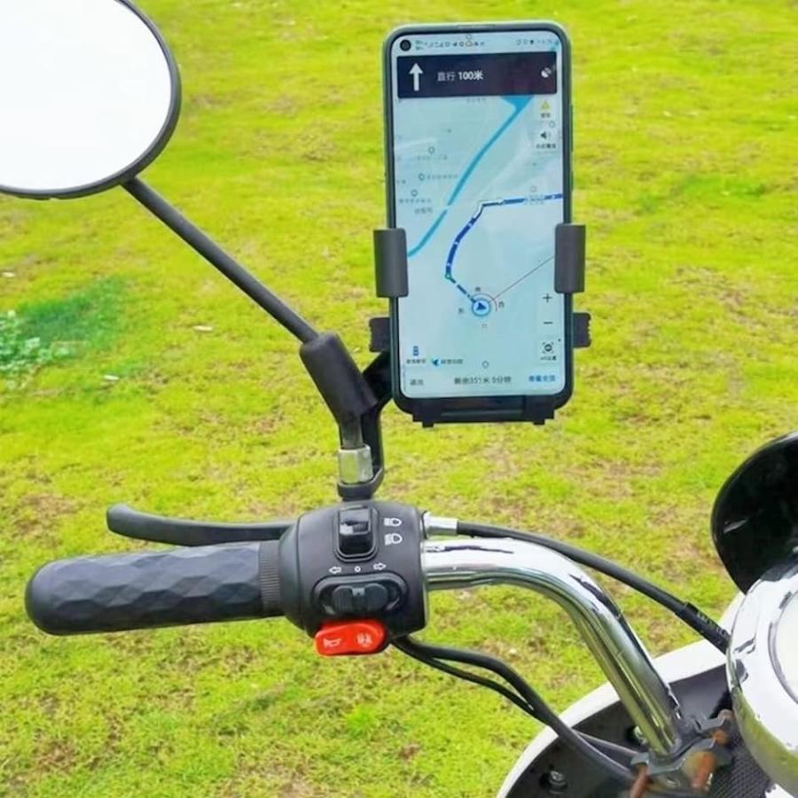 スマホスタンド 自転車 スマホホルダー バイク 携帯ホルダー 4.7-6.7inch適用 360度回転 MDM( ブラック,  バックミラー)｜zebrand-shop｜03