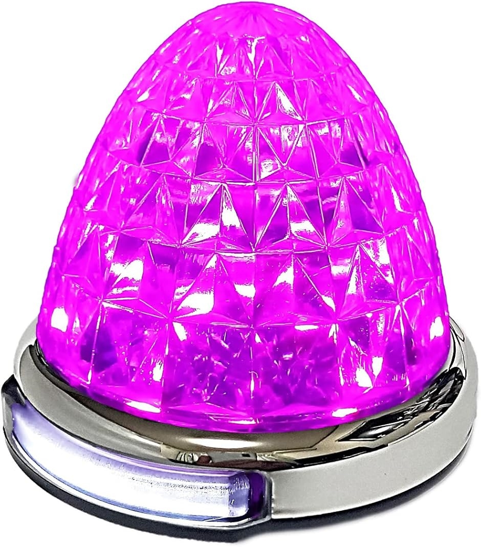 【互換品】 カスタマイズ 12V 24V トラック用 LED マーカーランプ 路肩灯機能付 サイド メッキリング 汎用(ピンク,  6個)の画像