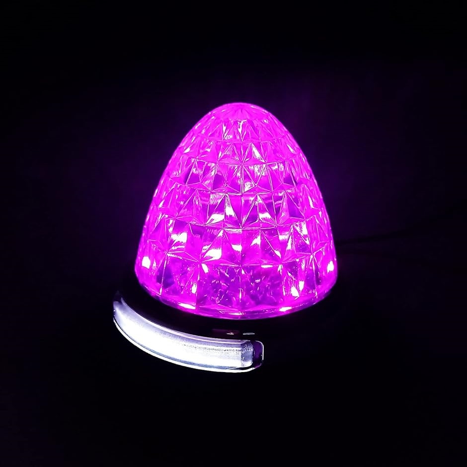 【互換品】 カスタマイズ 12V 24V トラック用 LED マーカーランプ 路肩灯機能付 サイド メッキリング 汎用(ピンク,  6個)の画像