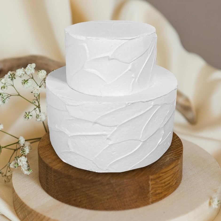 クレイケーキ 土台 2段 フェイクケーキ ダミーケーキ用ベース ハンドメイド (スタンダード,  2段ウェーブ)
