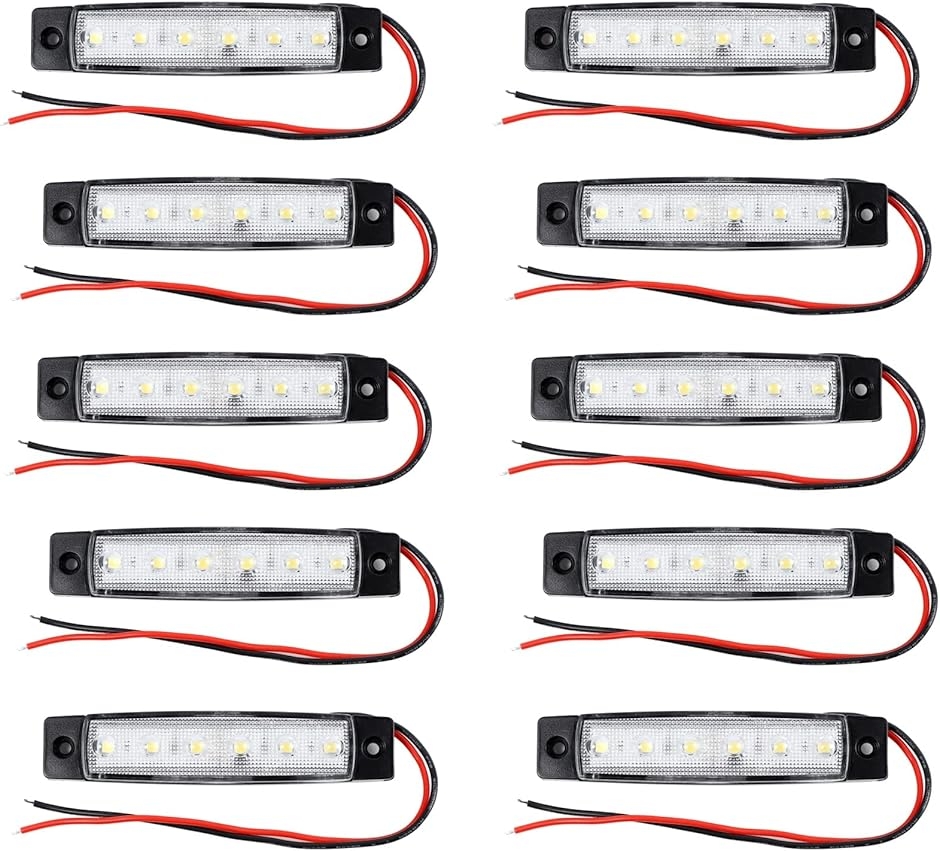 2個セット 24V車用 白色 LED サイドマーカー ランプ 6連 汎用 10個セット