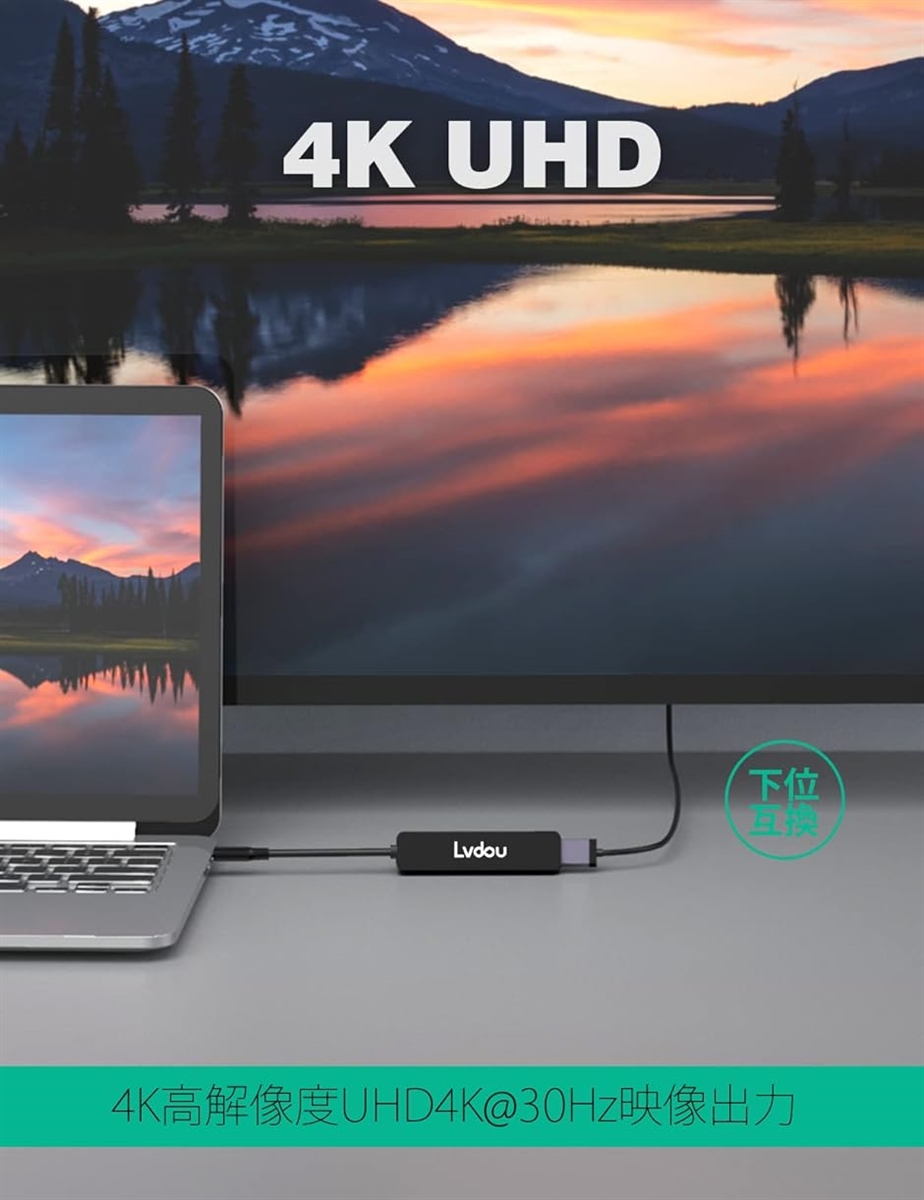 【互換品】USB C ハブ アダプタ 6-in...の詳細画像2