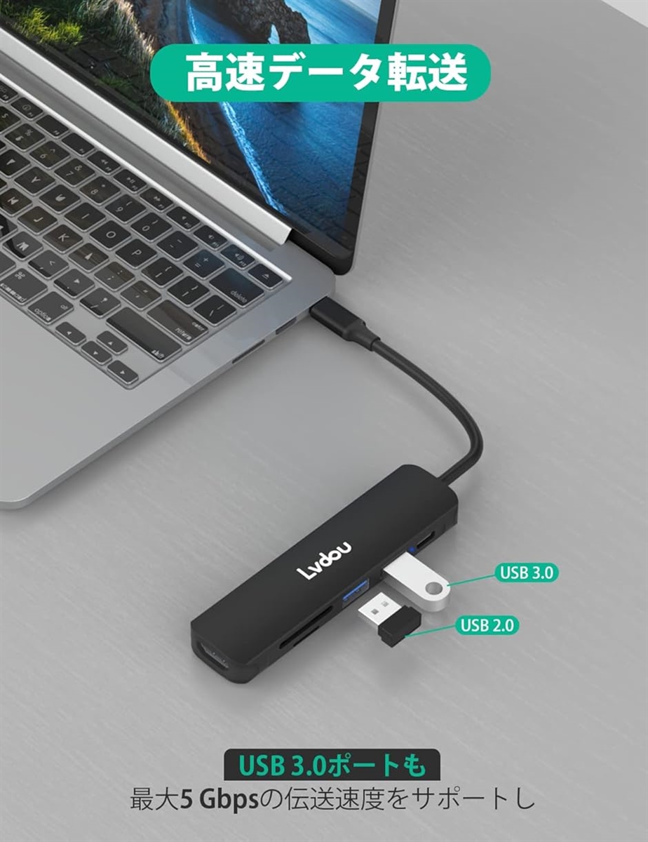 【互換品】USB C ハブ アダプタ 6-in...の詳細画像3