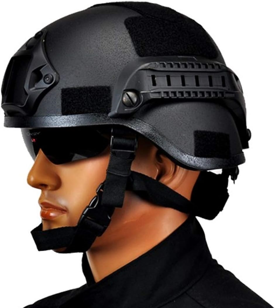 サバゲーヘルメット タクティカルヘルメット SWAT 特殊部隊 ミリタリー ブラック 子供用( 頭囲 53-57cm (子供用）)