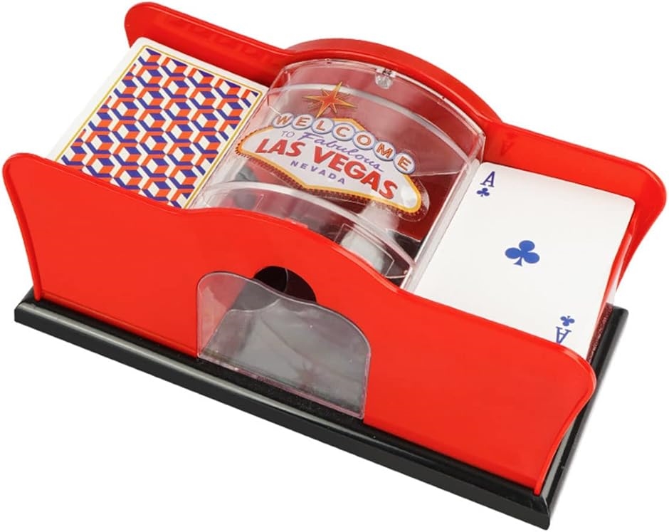 手動式カードシャッフラー トランプ ポーカーゲーム 電源不要( レッド,  ワンサイズ)｜zebrand-shop