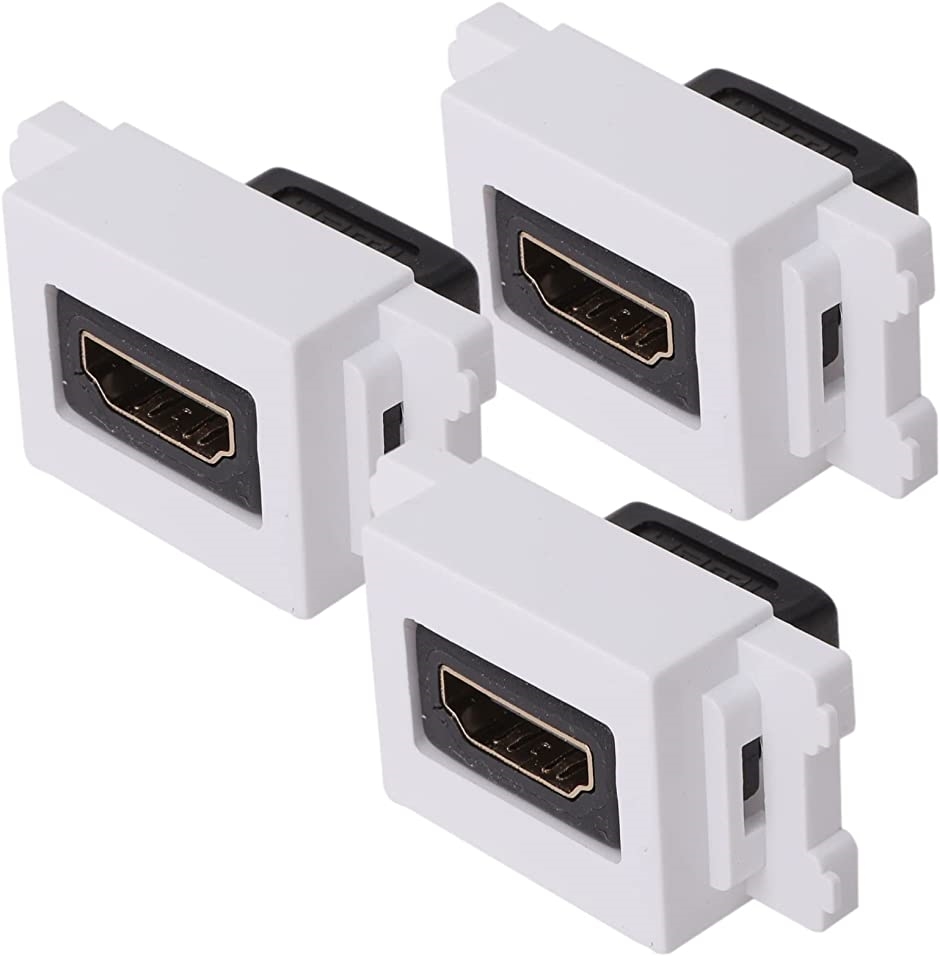 HDMIポート コンセント ストレート型 埋込AVコンセント セラミックホワイト HDMIアタッチメント 3個セット(ホワイト)｜zebrand-shop