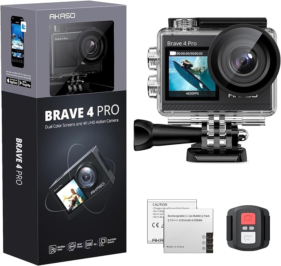 アクションカメラ 4K 20MP解像度 タッチパネル式 デュアルカラースクリーン 40M防水 水中カメラ( Brave4Pro)｜zebrand-shop