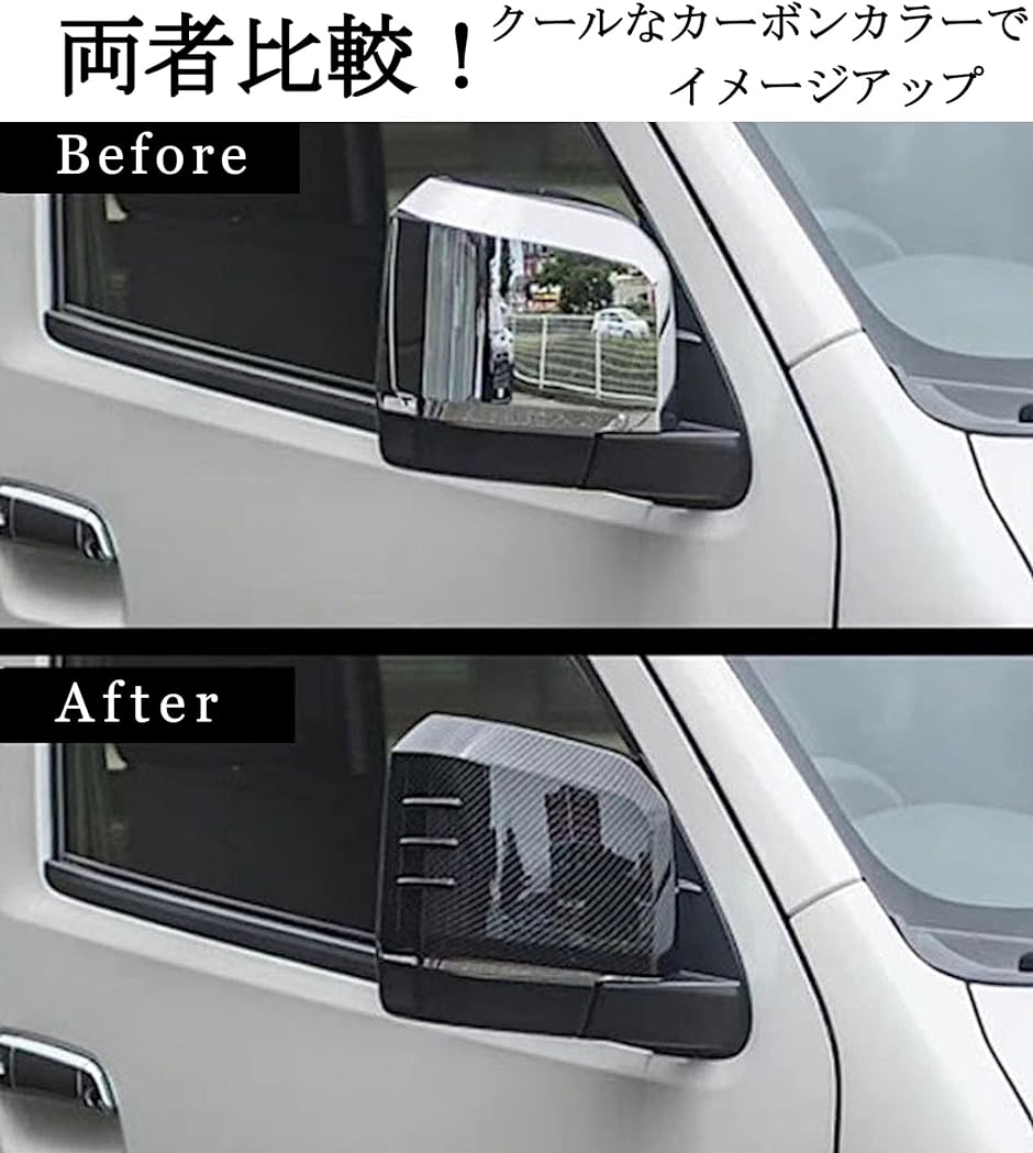 ハイエース 200系 6型 ドアミラーカバー サイドミラーカバー 両面テープ付き( カーボン)｜zebrand-shop｜03
