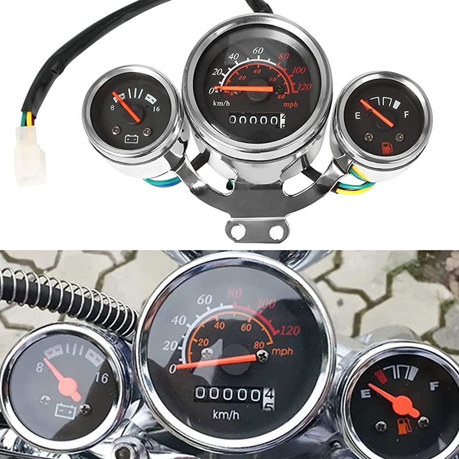 バイク オートバイ スピードメーター タコメーター 計器 距離計 キット 電圧計 燃料計 汎用｜zebrand-shop