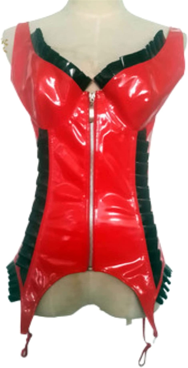 クローブキューブボンテージ コルセット 光沢 コスプレ セクシー 衣装 コスチューム RED 赤 M( RED 赤,  M ミディアム)